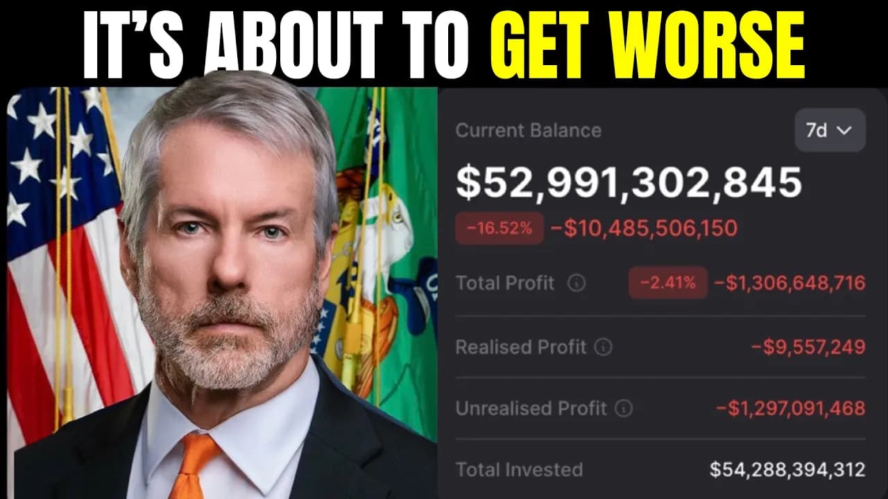 URGENT: MICHAEL SAYLOR HAS LOST $10 BILLION IN BITCOIN...